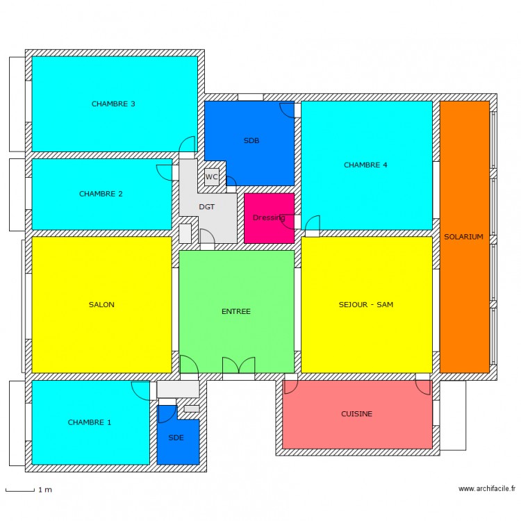 plan couleur. Plan de 0 pièce et 0 m2