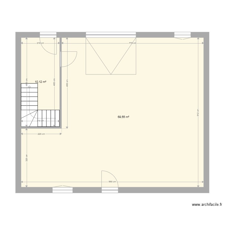 GARAGE . Plan de 2 pièces et 80 m2