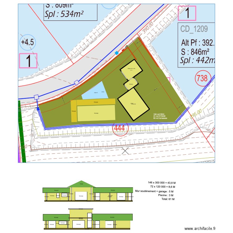 Lot 404 Miri V3. Plan de 1 pièce et 16 m2