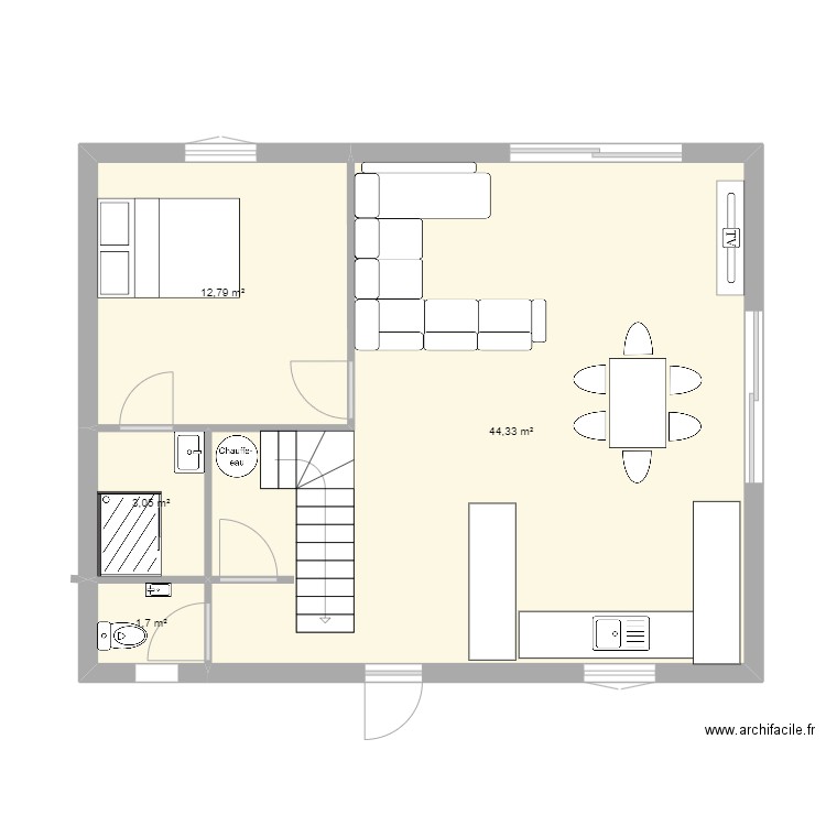 MAISON 0 ETAGE. Plan de 4 pièces et 62 m2