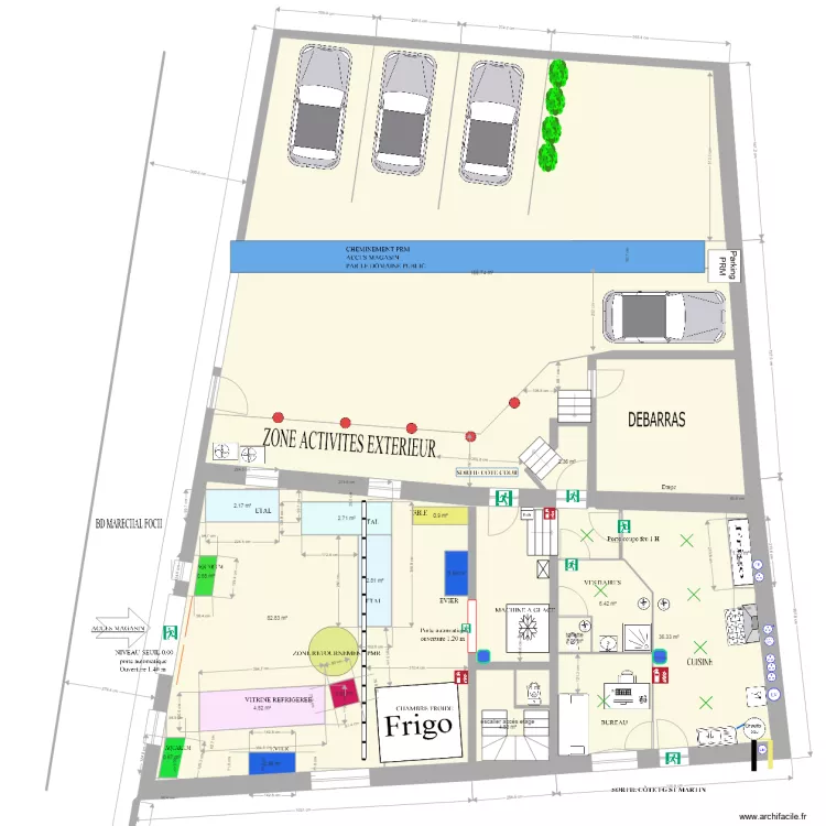 Amenagement magasin &eacute;electrique. Plan de 
