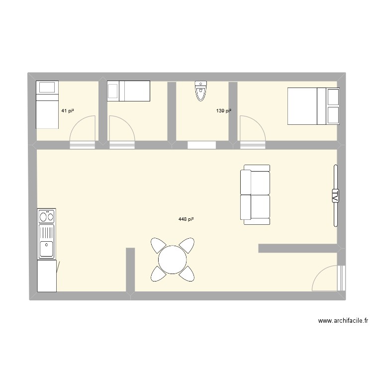 asma plan. Plan de 3 pièces et 58 m2