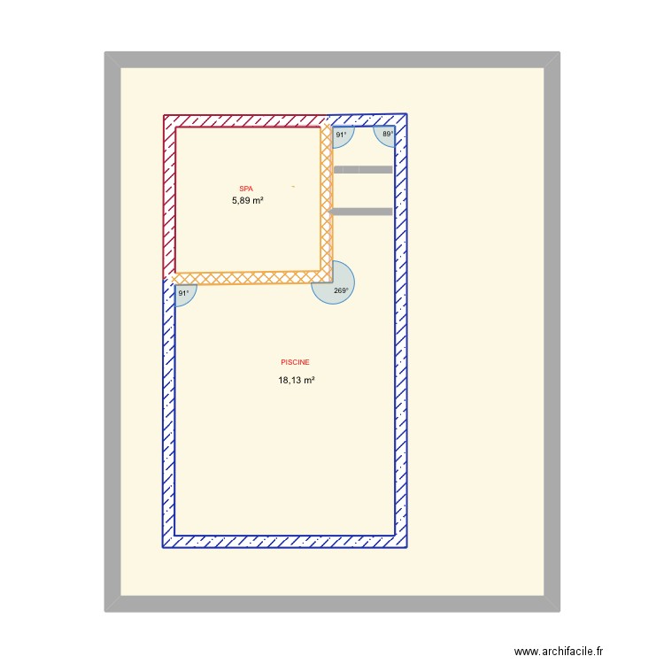 -Piscine Graingallet. Plan de 6 pièces et 174 m2