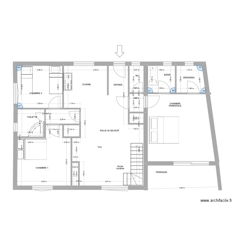 Extention Katia 6. Plan de 8 pièces et 73 m2