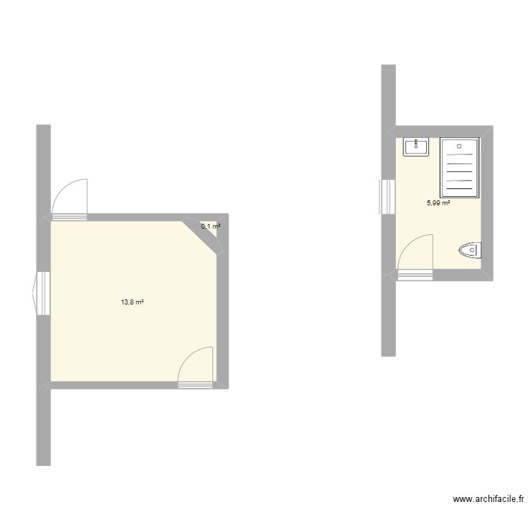 royere. Plan de 3 pièces et 20 m2