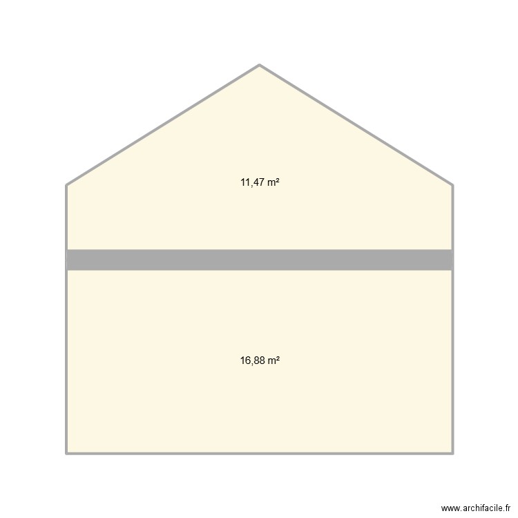 Grange coupe étage. Plan de 2 pièces et 28 m2