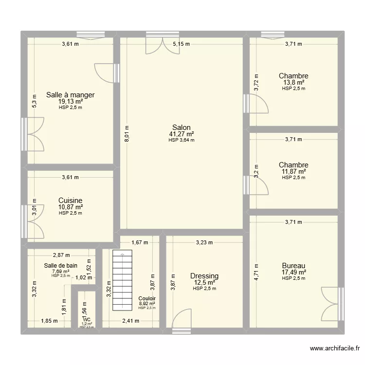 Caurey. Plan de 10  et 145 m²