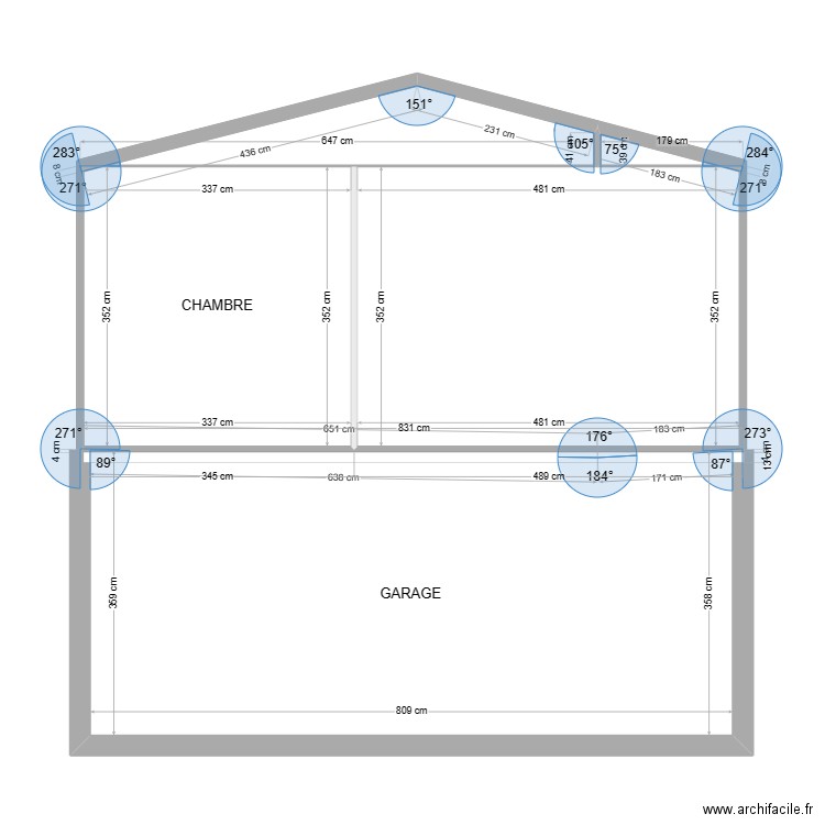 Façade EST BB. Plan de 6 pièces et 61 m2