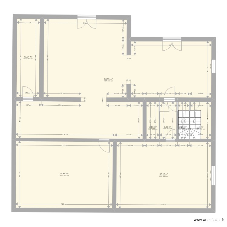 RDJ. Plan de 8 pièces et 182 m2