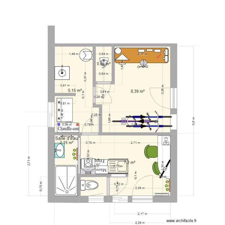 garage roulotte 4. Plan de 6 pièces et 25 m2