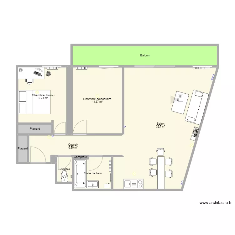 Appartement Antoine Rouen. Plan de 