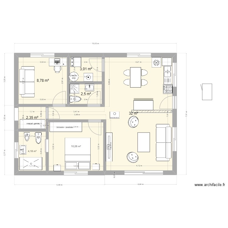 Maison Cellier. Plan de 7 pièces et 63 m2