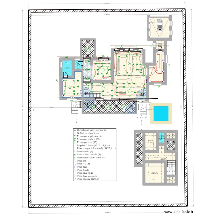 plan electricte  191. Plan de 20 pièces et 362 m2