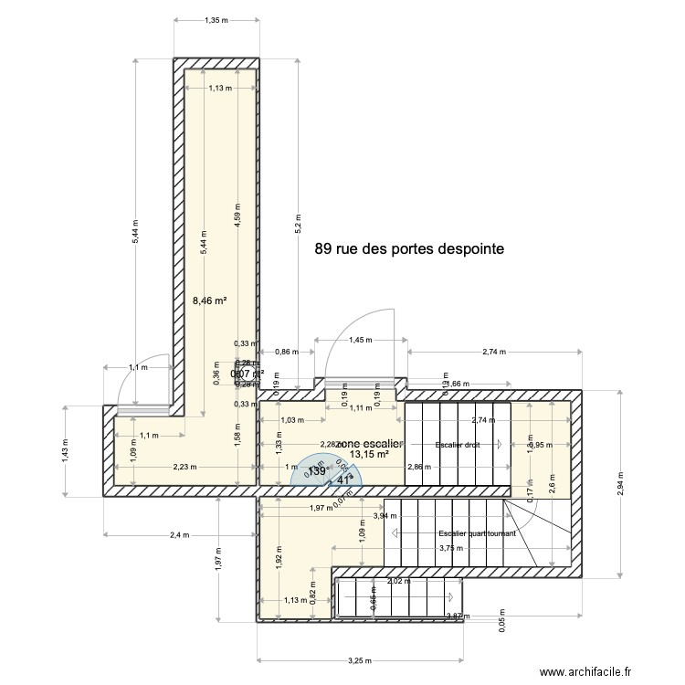  des portes Despointes. Plan de 3 pièces et 22 m2