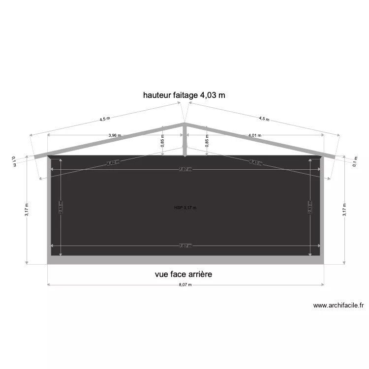 face arrière garage. Plan de face arrière garage. Plan de