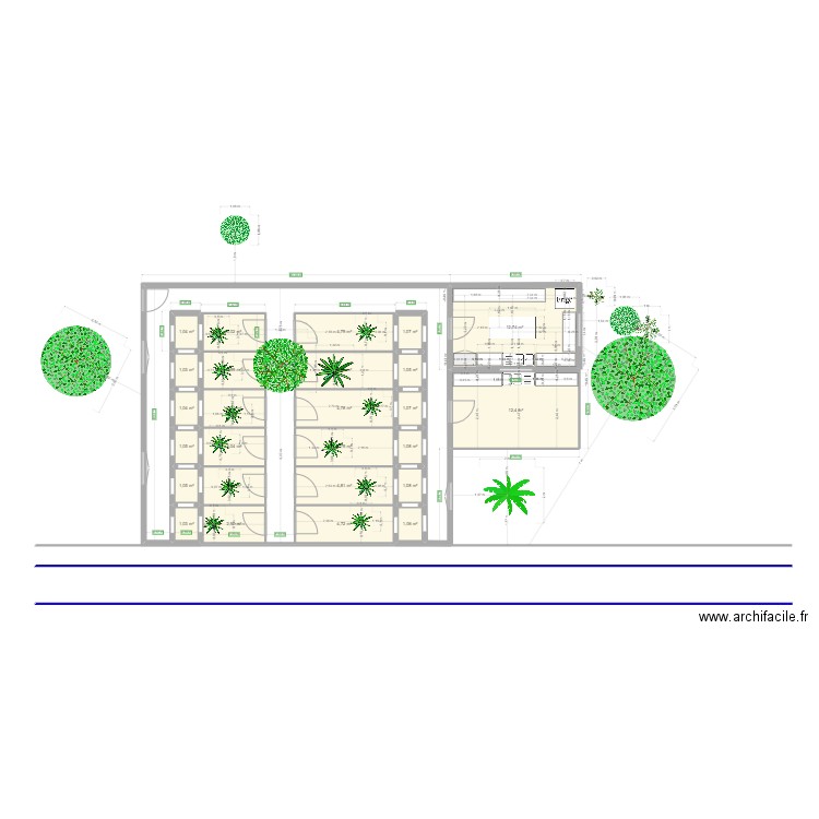 nurserie singes. Plan de 26 pièces et 85 m2