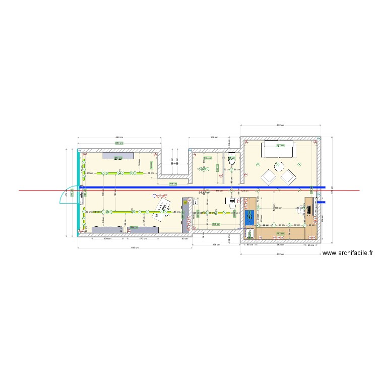 LAJARRIGE x LLB. Plan de 1 pièce et 55 m2