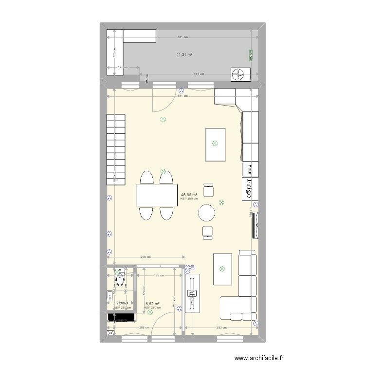 RDC version 3. Plan de 4 pièces et 65 m2