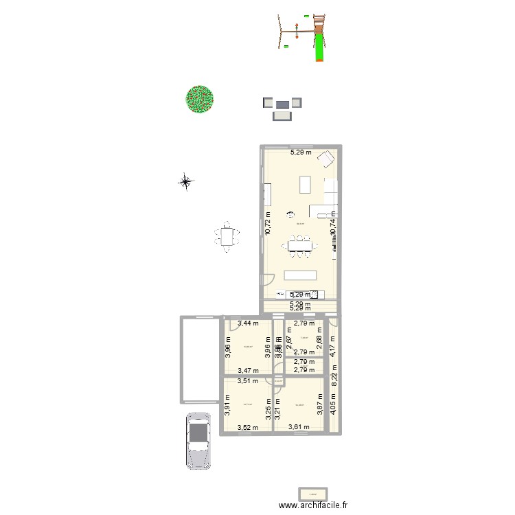 Maison Cenon extension Est + Nuit. Plan de 11 pièces et 124 m2