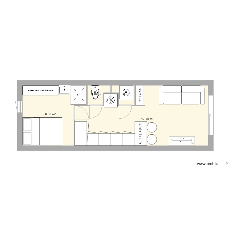 studio. Plan de 0 pièce et 0 m2