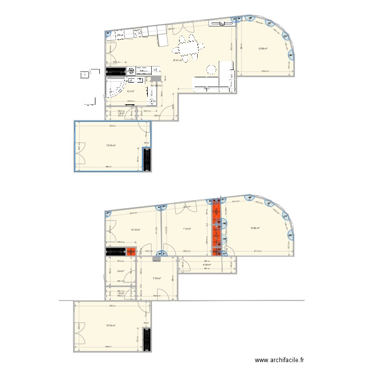 appart 73m carré. Plan de 0 pièce et 0 m2