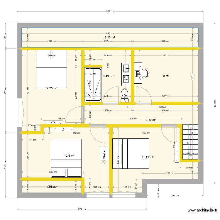 quiperle 3 ETAGE 3 ch BIS DOUBLE DOUCHE. Plan de 0 pièce et 0 m2