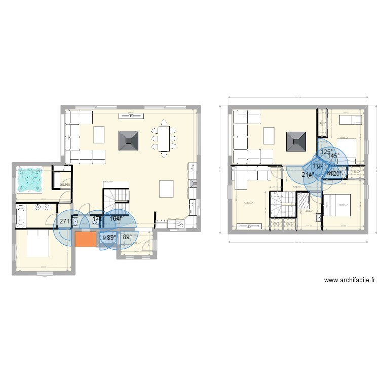 chalet6. Plan de 14 pièces et 194 m2