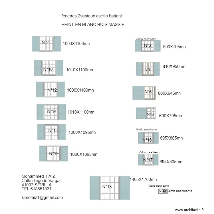 Mesure des fenetre et voleTS ESPAGNE. Plan de 0 pièce et 0 m2