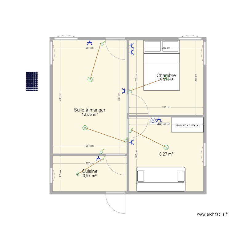 Les Granges. Plan de 5 pièces et 67 m2