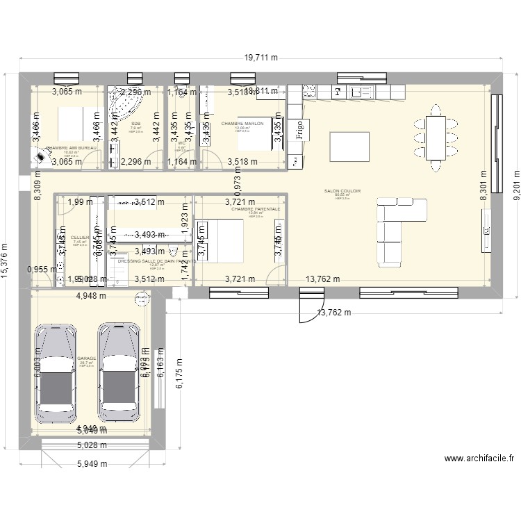 06-06-22 NOUVEAU. Plan de 9 pièces et 255 m2