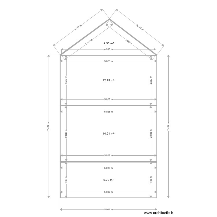 Façade. Plan de 0 pièce et 0 m2