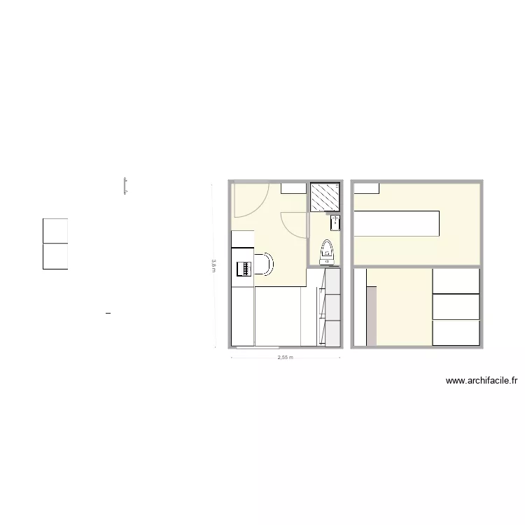 chambres 2 et 3 lit 140. Plan de 
