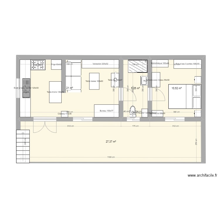 Maison provisoire Mangily 21 mai 2023. Plan de 4 pièces et 64 m2