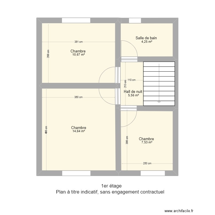 hallet 11 premier . Plan de 5 pièces et 43 m2