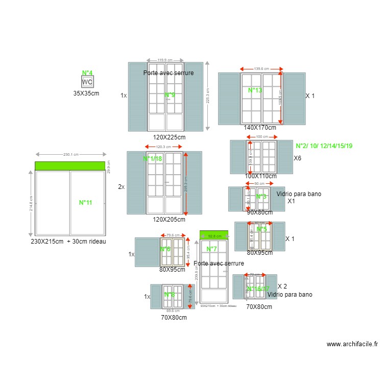 Mesure des fenetre et volets PORTUGAL. Plan de 0 pièce et 0 m2