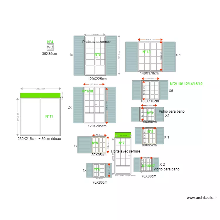 Mesure des fenetre et volets PORTUGAL. Plan de Mesure des fenetre et volets PORTUGAL. Plan de