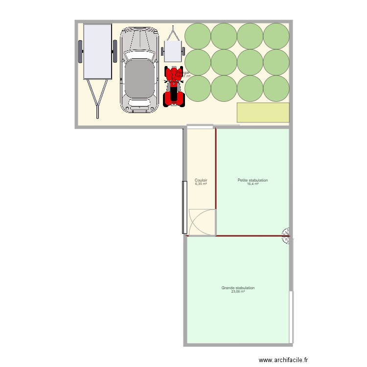 Hangar Abris. Plan de 4 pièces et 91 m2