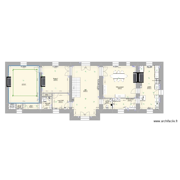 Salle de bain rdc . Plan de 13 pièces et 148 m2