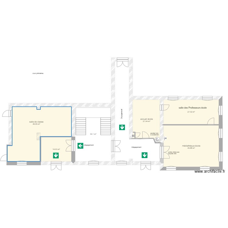 travaux accueil école Collège avant modification. Plan de 0 pièce et 0 m2