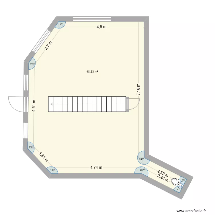 rez av. Plan de 1  et 48 m²