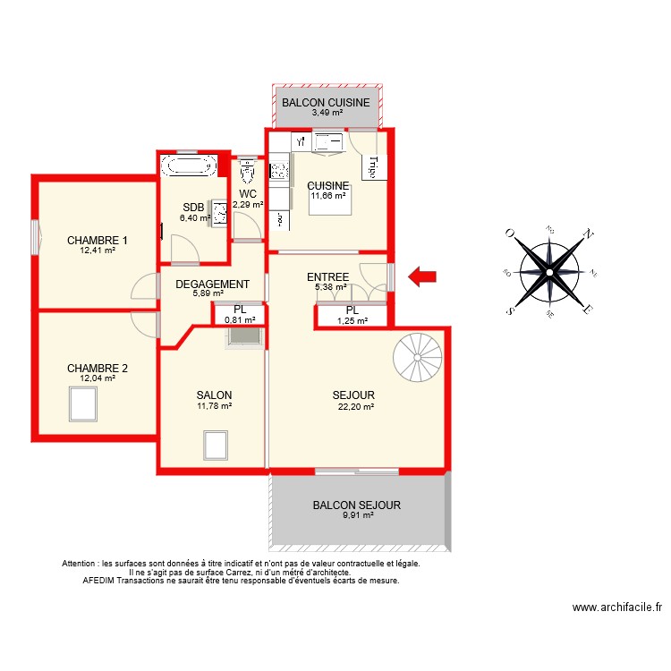 BI 8466 PASCAL. Plan de 13 pièces et 103 m2