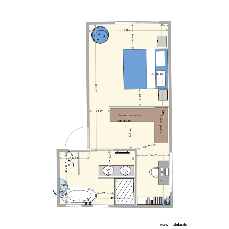 ARNOUL CHAMBRE 4.2. Plan de 1 pièce et 33 m2