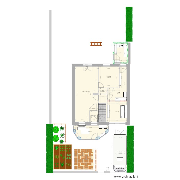 RDC 3. Plan de 11 pièces et 83 m2