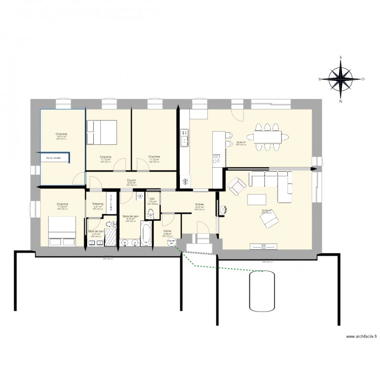 Maison Positive 4 chambre 150m2. Plan de 0 pièce et 0 m2