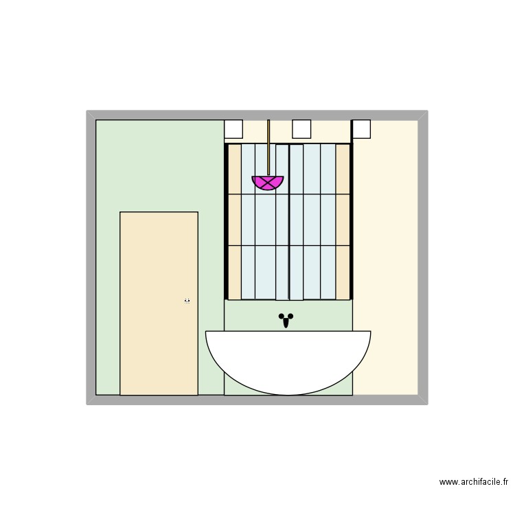 SDB Mur essai verrière. Plan de 1 pièce et 11 m2