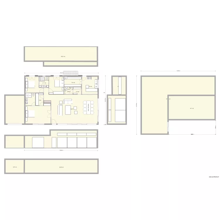 La case bambou plan 3105 sans salon wc chang&eacute;. Plan de 