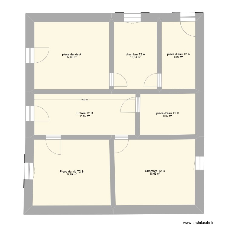 puycasquier 2 t2. Plan de 7 pièces et 96 m2