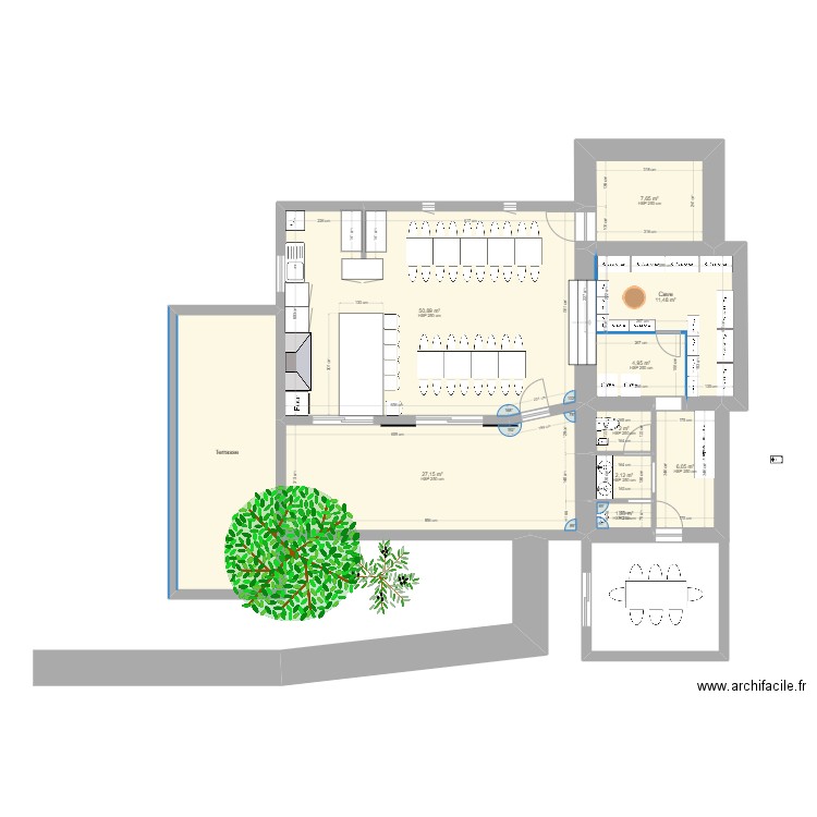 Maison ferme auberge. Plan de 8 pièces et 137 m2