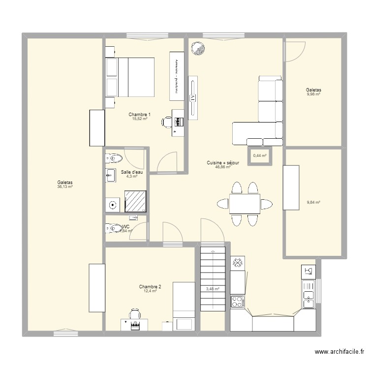 Bullet 50. Plan de 10 pièces et 142 m2