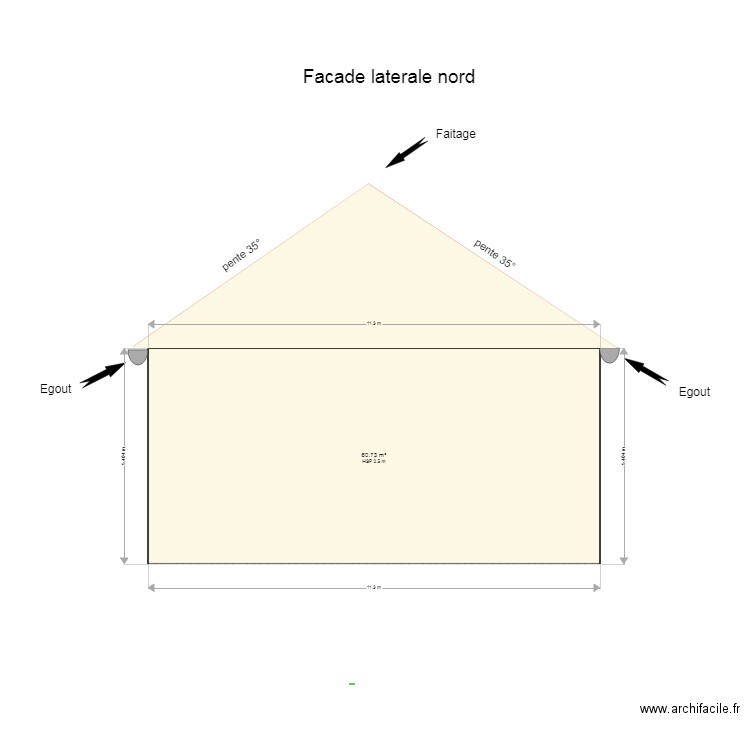 FACADE LATERALE NORD. Plan de 0 pièce et 0 m2